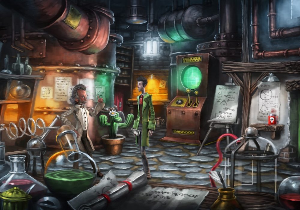 Das Bild zeigt einen Screenshot von dem Labor aus dem Point & Click Adventure Spiel Heaven´s Hope