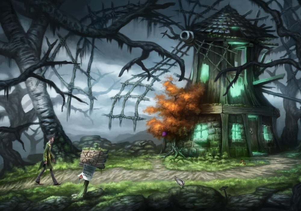 Das Bild zeigt einen Screenshot von der schaurigen Mühle aus dem Point & Click Adventure Spiel Heaven´s Hope